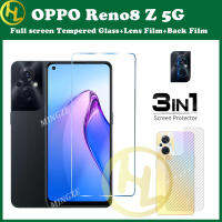 (3in1) สำหรับ OPPO Reno8Z 5G กระจกเทมเปอร์ฟิล์มป้องกัน + เลนส์กล้องถ่ายรูปฟิล์มป้องกัน + คาร์บอนไฟเบอร์ฟิล์มด้านหลัง Reno 10 9 8 8T 8Z 8Pro 7 6 7Z 7SE 6Z 4Z 5K 5K 4 3 2F/2Z 4G 5G อุปกรณ์ป้องกันหน้าจอ