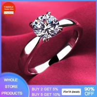 With Credentials Pure White Gold Color Tibetan Silver Rings for Women Round 8mm 2ct Cubic Zircon Rings Wedding Band Gift Jewelry