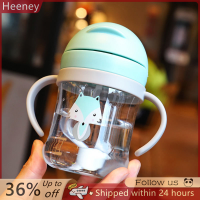 ? Heeney ถ้วยน้ำดื่มสำหรับเด็กขนาด250มล. ขวดน้ำดื่มสำหรับเด็กหัดกินอาหารป้องกันการสำลักพร้อมลูกบอลถ่วงน้ำหนักถ้วยฝึกสำหรับเด็กพร้อมหลอด