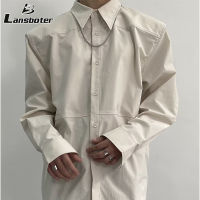 Lansboter ความรู้สึกดีไซน์ใหม่แขนยาวของผู้ชายแฟชั่นเสื้อเชิ้ตวรรณกรรมชั้นนำ