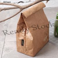 【hot sale】 ✿ B41 Ahlsen Brown Paper Lunch Bag Reusable Insulated Thermal Cooler Sack Magnetic Closure well