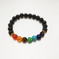 【CW】LELX 1PC New 7 Chakra Bracelet Men Black Lava Healing Balance Beads Reiki Buddha Prayer Natural Stone Yoga Bracelet For Women