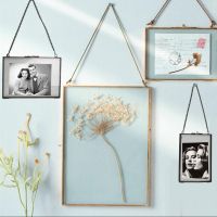 MagiDeal Industrial Style Double Sided Glass Hanging Photo Frame Wall Frame Flower Plant Specimen Portrait Display Frame Holder