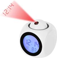 Portable Small Multifunctional Voice Talking LED Display Time Wall Projection Temperature Alarm Clock for Bedrooms