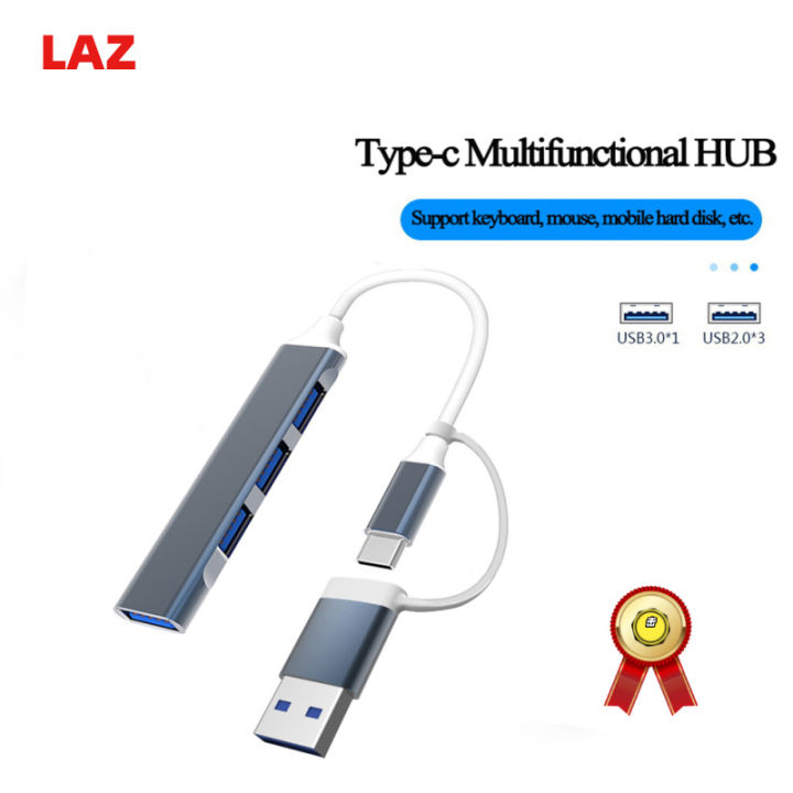 ฮับ-usb-c-3-0-type-c-4พอร์ตที่พ้วง-usb-อะแดปเตอร์-otg-ใช้ได้กับ-huawei-macbook-เสี่ยวหมี่-pro-13-15-air-pro