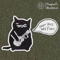 ʕ •ᴥ•ʔ ✿ พร้อมส่ง : เข็มกลัดเซ็ทนักดนตรีแมวดำ | "YOUR DOG HAS FLEAS" Black Cat Musician Enamel Brooch Pin Set.