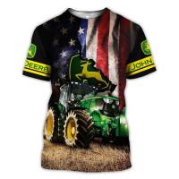 2023 new arrive- xzx180305   Green tractor 3D T-shirt, JD green tractor shirt, tractor Birthday Shirt