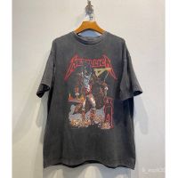 HG METALLICA UNFORGIVEN 1994 PUSHEAD COTTON T-SHIRT เสื้อยืดคอกลมแขนสั้น เมทัลลิก้า ผ้าฟอก วินเทจ สกรีนรูปคนถือเหล็ก ไฟ เสื้อยืดคอกลม