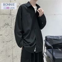 Bonnieleon น้ำแข็งทรงหลวมแขนยาวแข็งใหม่สำหรับฤดูร้อนของเสื้อเชิ้ตผู้ชายเสื้อเชิ้ตผ้าไหม