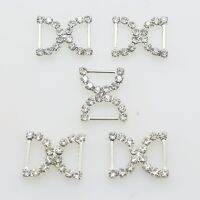 10Pcs/Lot 20x16mm Diamond Double C Shape Wedding Ribbon Decoration Wedding Banguet Dinner Diy Accessories Rhinestone Buckles