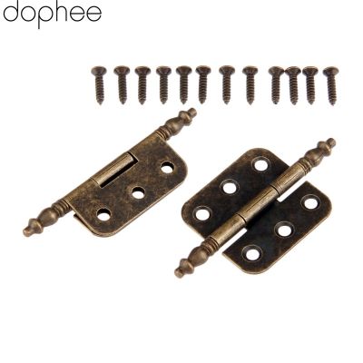 dophee 2Pcs 70x35mm Antique Door Cabinet Hinges 6 Holes Jewelry Gift Box Drawer Cupboard Decorative Hinge for Furniture Hardware