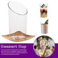 24pcs With A 9.5cm Spoon Slant Round Cup PS Plastic Sold Cup Mousse Complete Set Transparent Cup Dessert F0Y9