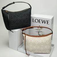 LOEWE Luo Yiwei Presbyopia Embroidered Canvas Womens Bag High-Quality Lunch Box Bag Cowhide Hand-Held Armpit Bag One-Shoulder Dumpling Bag