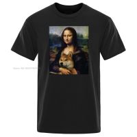 Mona Lisa Shiba Inu Doge Loose Men T Shirt Summer T-Shirt Fitness Casual Short Sleeve Tee Shirt Cotton Cool Fitness Tops 4XL 5XL 6XL