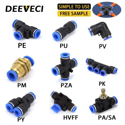 4 to 12mm Pneumatic fittings PY/PU/PV/PE/HVFF/SA water pipes quick couplings direct thrust PK plastic hose pipe connectors Pipe Fittings Accessories