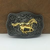 BuckleClub retro western flower horse cowboy jeans gift belt buckle FP-03705 PEWTER FINISH for men 4cm width loop drop shipping