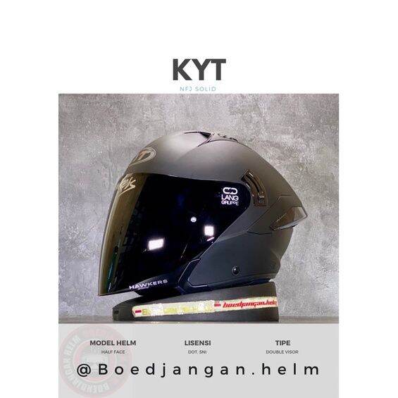 KYT HELM NFJ SOLID BLACK DOFF HELM KYT HALF FACE NFJ KYT HALF FACE