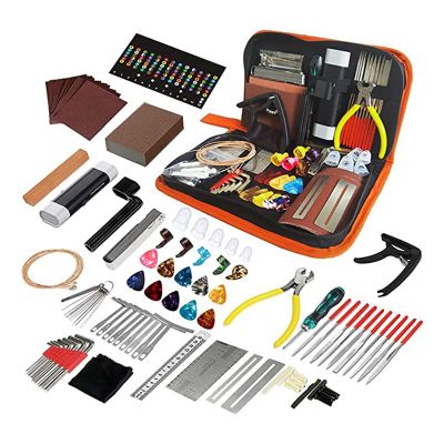 99 PCS Guitar Toolbox Guitar Repair and Maintenance Tools Guitar Strings Parts for Acoustic Guitar Electric Guitar