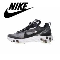 Secret Elements REACT ELEMENT 87 Mens Mesh Breathable Running Shoes Womens Light Sneakers Light Gray Black รองเท้ากีฬาผู้ชาย, รองเท้าวิ่งผู้หญิง,