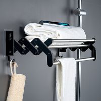 ✳✽ Punch-free Towel Rack Multi-function Hanging Towel Bar Bathroom Wall Hanging Towel Shelf Stand for Home Hotel