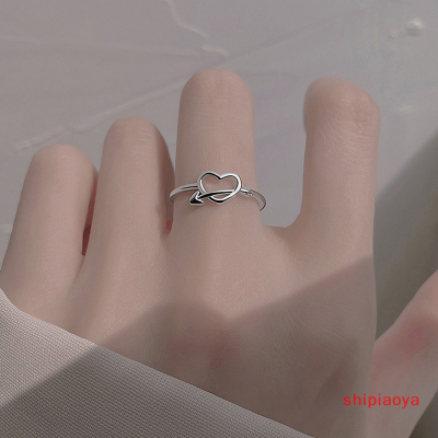 Shipiaoya ลูกศรสีเงินแหวนนิ้วมือรักโรแมนติกสำหรับผู้หญิงฟรีไซส์หัวใจประณีต Bague Anillos Bijoux เครื่องประดับงานแต่งงาน