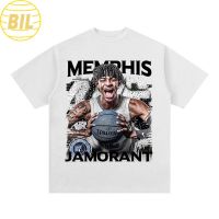 BIL เสื้อยืดแขนสั้น คอกลม ทรงหลวม ลาย NBA Ja Morant Grizzly Fan สไตล์สตรีท สําหรับผู้ชาย และผู้หญิง มีสีดํา สีขาว