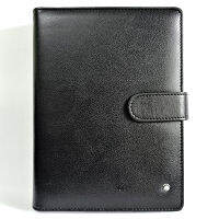 MSS Pure Black Magnetic Catch Luxury MB Notebook Leather Cover &amp; Quality Paper Chapters Unique Loose-Leaf Writing Stationery ~