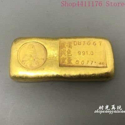 Jingfu Qianzu แท่งเคลือบทองเหลืองทองทองชุบสำหรับงานฝีมือเหรียญทอง195กรัมจากร้านใหม่