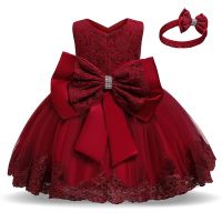 ZZOOI Toddler Baby Girls Lace Dresses Kids Flower Elegant Wedding Princess Party Tutu Dress Children Birthday Baptism Formal Clothing