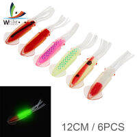 Weihe 6Pcs Squid Lures Luminous 12Cm Soft Lure Lighted เหยื่อตกปลาน้ำเค็ม