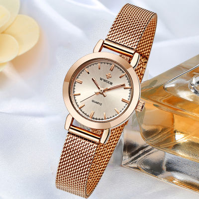 WWOOR Famous Brand Watch For Women Top Luxury Rose Gold Women Bracelet Watch Ladies Fashion Dress Quartz Wrist Watch Reloj Mujer