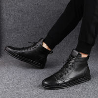 Large Size38-48 Spring Autumn Winter Warm Shoes High Top Genuine Leather Men Casual Shoes Men 2019 Fashion Lace-up Flat Sneakers