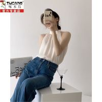 ต้นฉบับ Woodpecker hanging neck top female condole sleeveless vest design feeling small outer wear summer beauty shoulder elegant French style