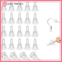 LUCKY HAIRACC 100pcs 10x6mm ต่างหูหลังต่างหู ฝาครอบเต็มรูปแบบ นุ่มนุ่มๆ หลังต่างหูใส อุปกรณ์เครื่องประดับอัญมณี ซิลิโคนทำจากซิลิโคน ชิ้นส่วนทดแทนทดแทน สำหรับต่างหูตะขอกระดุม