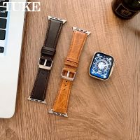 TUKE Retro สายหนังสำหรับ Apple Watch Band 49มม. สายรัดข้อมือ Correa สร้อยข้อมือคลาสสิก I Watch Series 8 Ultra Smart Watch อุปกรณ์เสริม