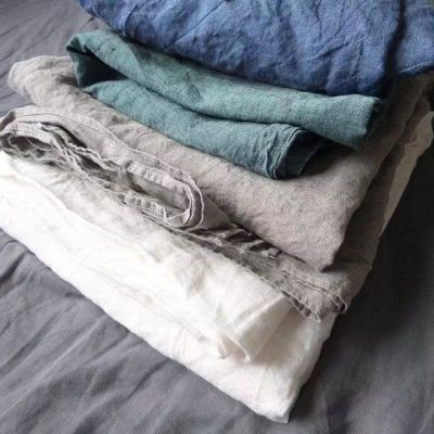 【jw】△❁♕  Conjunto de lençol liso linho puro lavado com 3 peças lençóis naturais para cama cobertura macia fazenda 1 colcha shee 2 fronhas