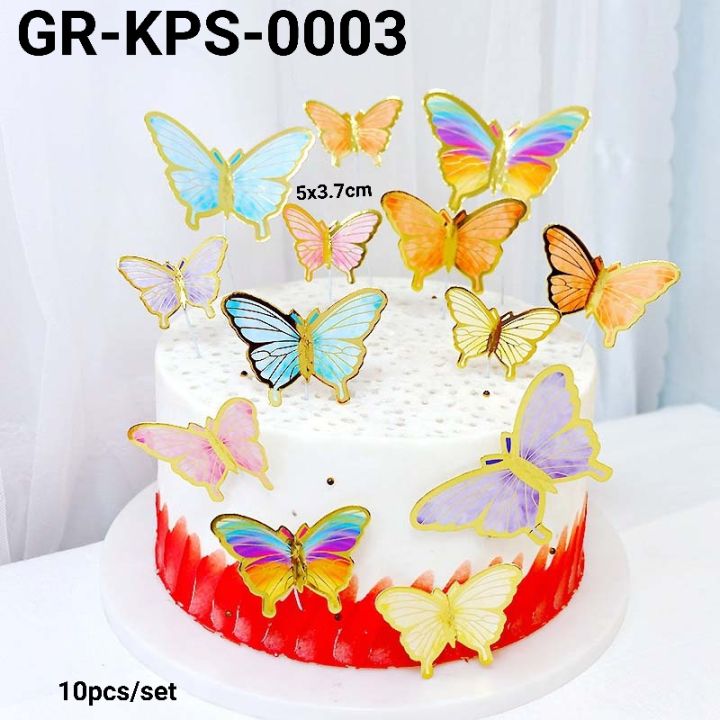 GR-KPS-0003 Cake topper hiasan kue kupu kupu butterfly pink ungu biru ...