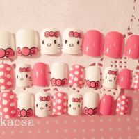 24 pcsset of cute Mickey rabbit chick cartoon hello cat French manicure fake nail clipper 24 pieces