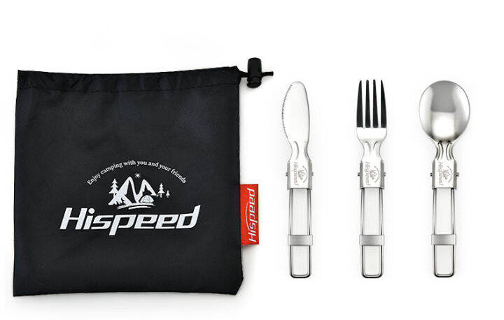 hispeed-ชุดช้อนส้อมมีดสแตนเลสพับได้แบบพกพา