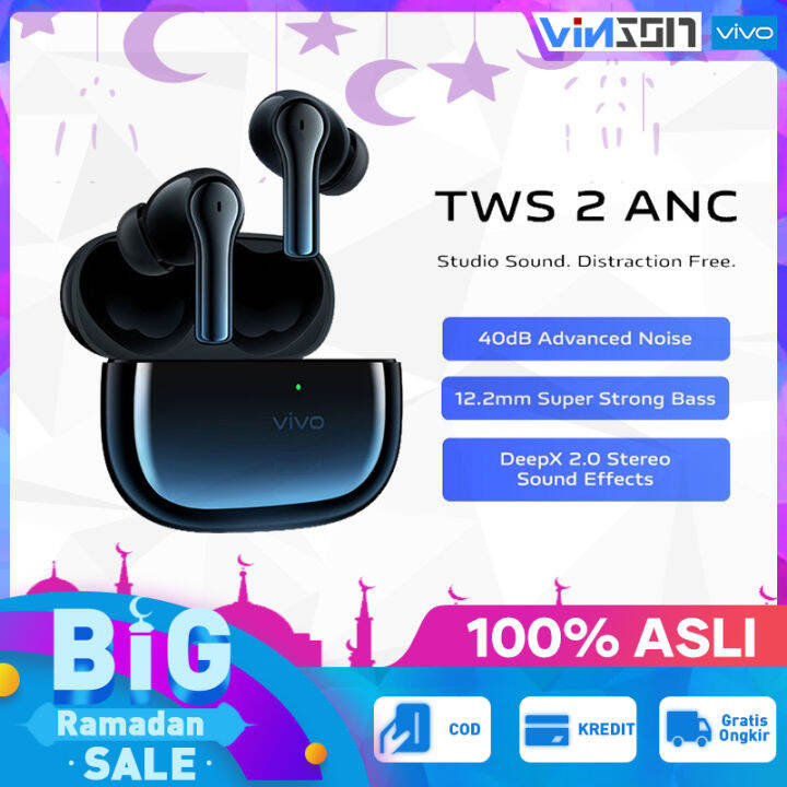 VIVO Headset bluetooth tws earphone bluetooth full bass TWS 2 ANC/ VIVO