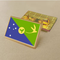 Christmas Island flag national flag pin 2.5*1.5cm zinc die-cast PVC colour coated gold rectangular medallion badge without added resin