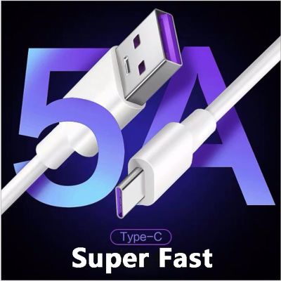 HOT RUXMMMLHJ 566 สายชาร์จ5A USB ชนิด C สายเคเบิ้ลสำหรับ Samsung Xiaomi P40 Huawei P30 P50 Mate 40โทรศัพท์มือถือสายชาร์จสีขาว