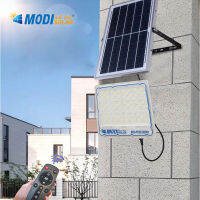 MODI โคมไฟสปอตไลท์โซล่าเซลล์รุ่น100W/200W/300W/400  (แสงขาว/เปิดได้ 3 แสง) สายยาว 5M รีโมทคอนโทรล โหมดแจ้งเตือนภัย