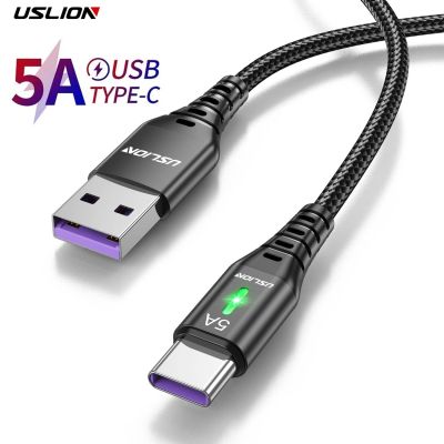 ✔∈ USLION 5A USB Type C Cable Mobile Phone Fast Charging Data Cord For Samsung S22 Xiaomi 12 Pro Poco F3 X4 GT Oneplus 10 Realme 3M