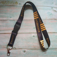 แฟชั่นเล็กๆน้อยๆวิศวกร Lanyards สายคล้องคอศัพท์ Chaveiro พวงกุญแจสีดำ Llavero เชือกเส้นเล็กสำหรับ ID ผู้ถือบัตรเที่ยวบินลูกเรือของขวัญ