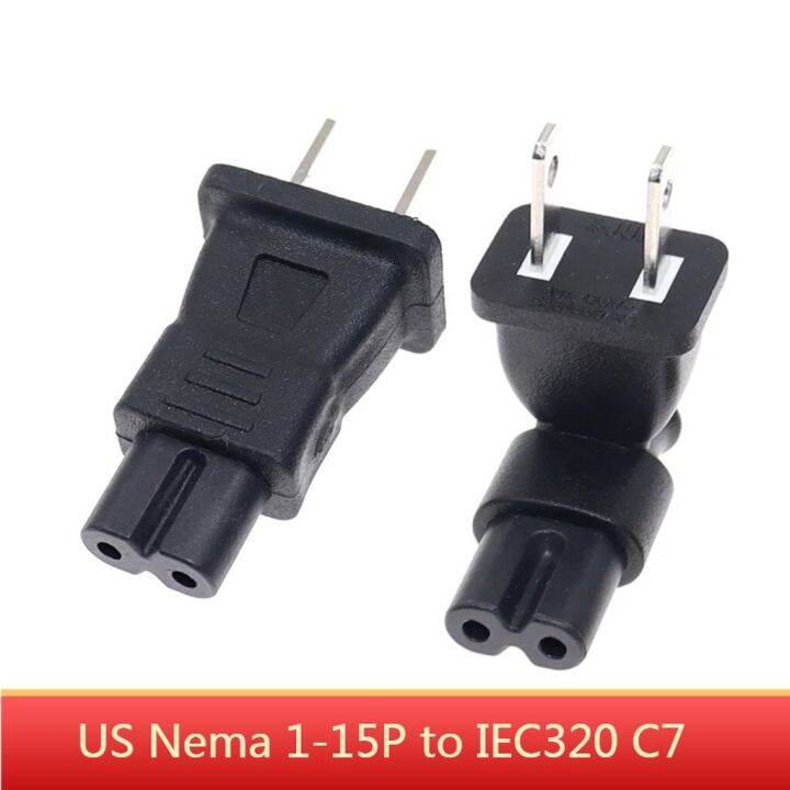 Universal 2pin power cable plug to IEC C7 figure 8 receptacle plug