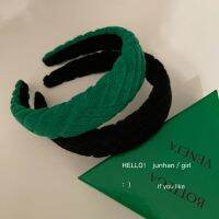 【CW】 Korea wide-brimmed green and black chiffon twill headband go out temperament press hairhoop hair accessories Female