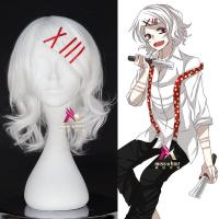 Anime Tokyo Ghoul Juzo Suzuya Juuzou Pure White Heat Resistant Cosplay Costume Wig + 5 Red Hairpins+Wig Cap