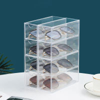 Spot parcel post Acrylic Glasses Case Stackable Four-Layer Desktop Glasses Sunglasses Display Dustproof Stationery Drawer Storage