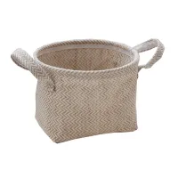 Rustic Woven Jute Laundry Storage Basket Braided Rope Caddy Bin with Handles Flower Pot Kids Toys Sundries Organizer